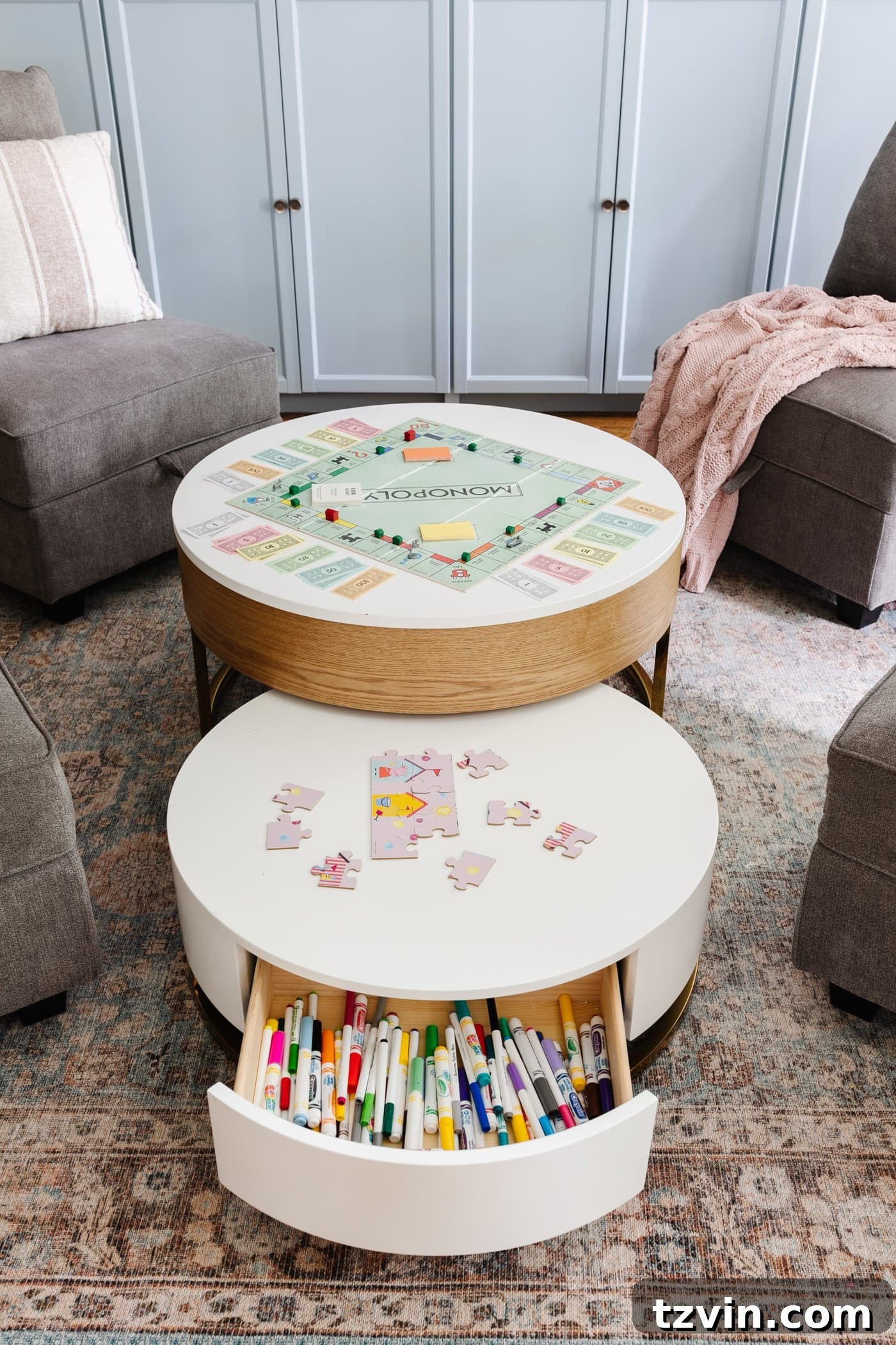 Transforming Kids' Spaces: 24 Brilliant Storage & Decor Solutions 23 storage coffee table with hidden compartments for puzzles and games