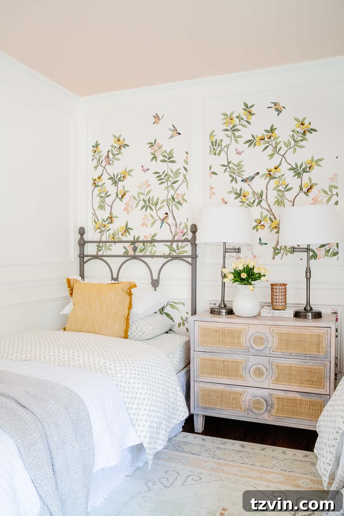 Transforming Kids' Spaces: 24 Brilliant Storage & Decor Solutions 27 twin beds in a toddler girl bedroom and chest used as a nightstand