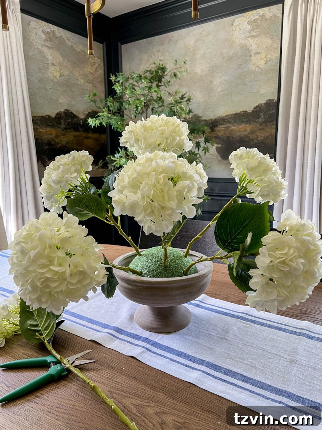artificial flowers arranged in florist foam to make a DIY centerpiece