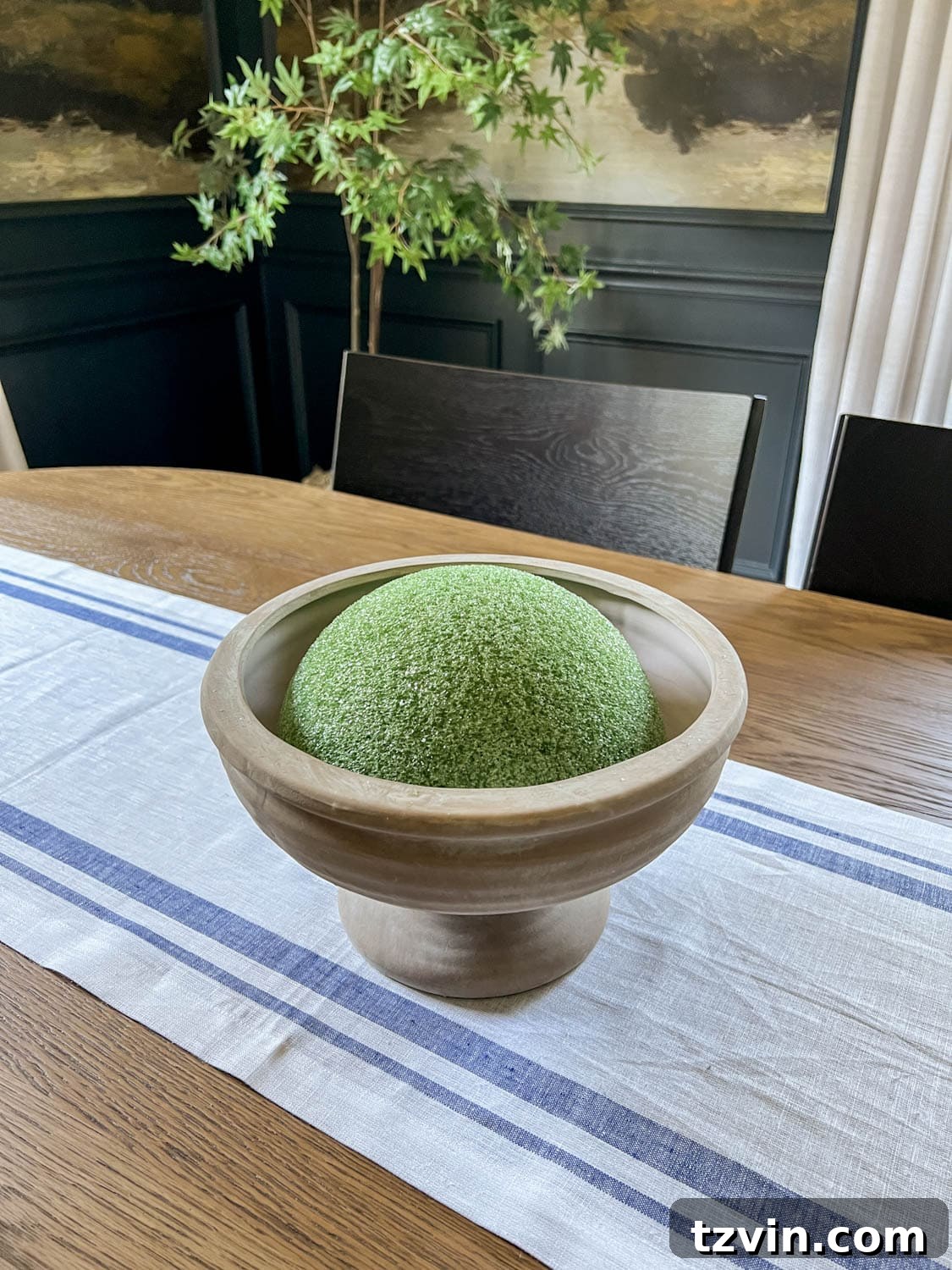 footed bowl with florist foam half sphere
