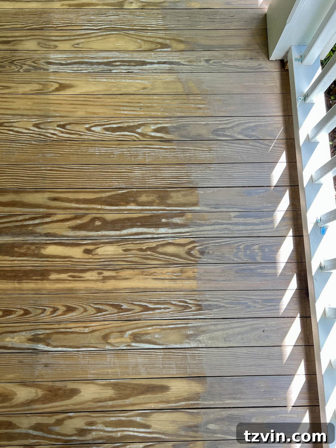 Finding Your Perfect Neutral Driftwood Deck Stain 8 brushing Behr Taupe stain on old deck wood in direct sunlight