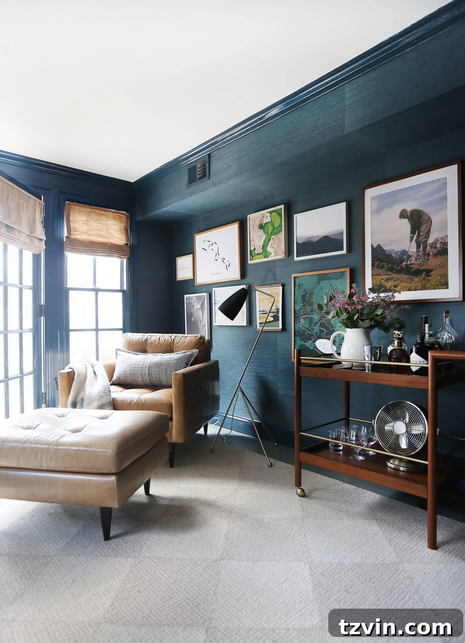 Sherwin Williams Seaworthy in a living room - a vibrant and energetic deep teal, perfect for coastal or bohemian styles.