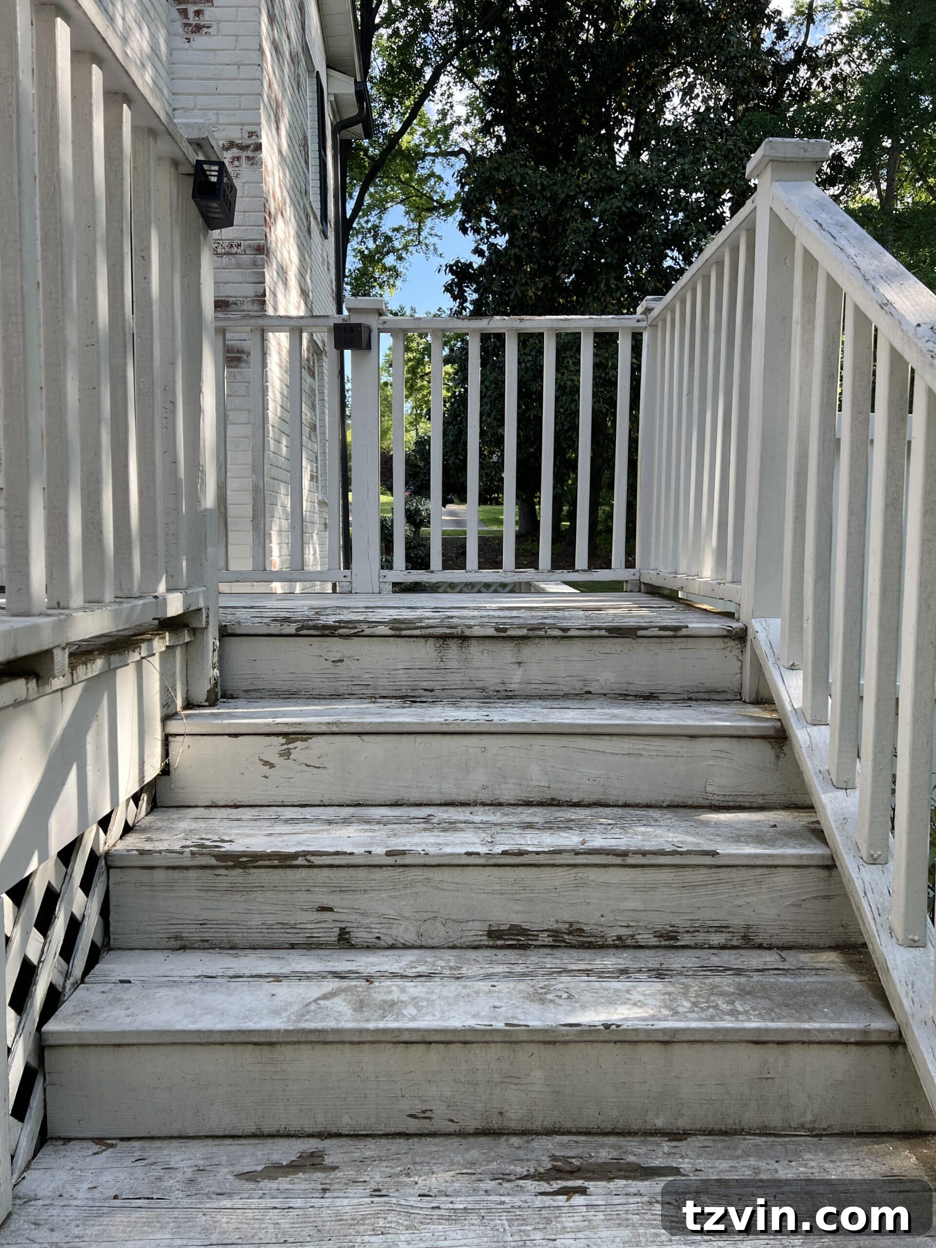 6 Small Side Porch Makeover Ideas for Instant Charm 7 deck steps before with chipping paint