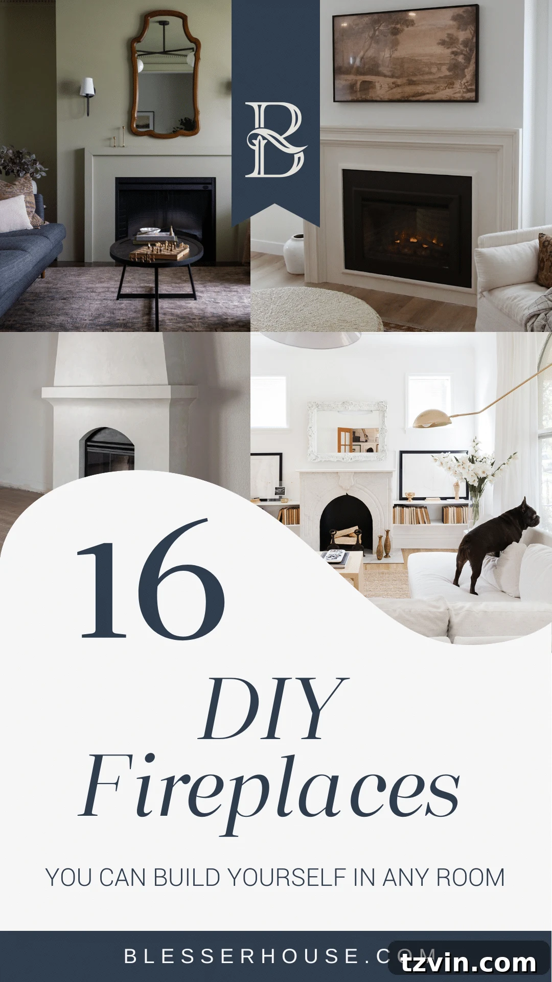 DIY Fireplace Creations for Any Space 2 A beautifully decorated DIY fireplace with a warm glow, flanked by rustic decor.
