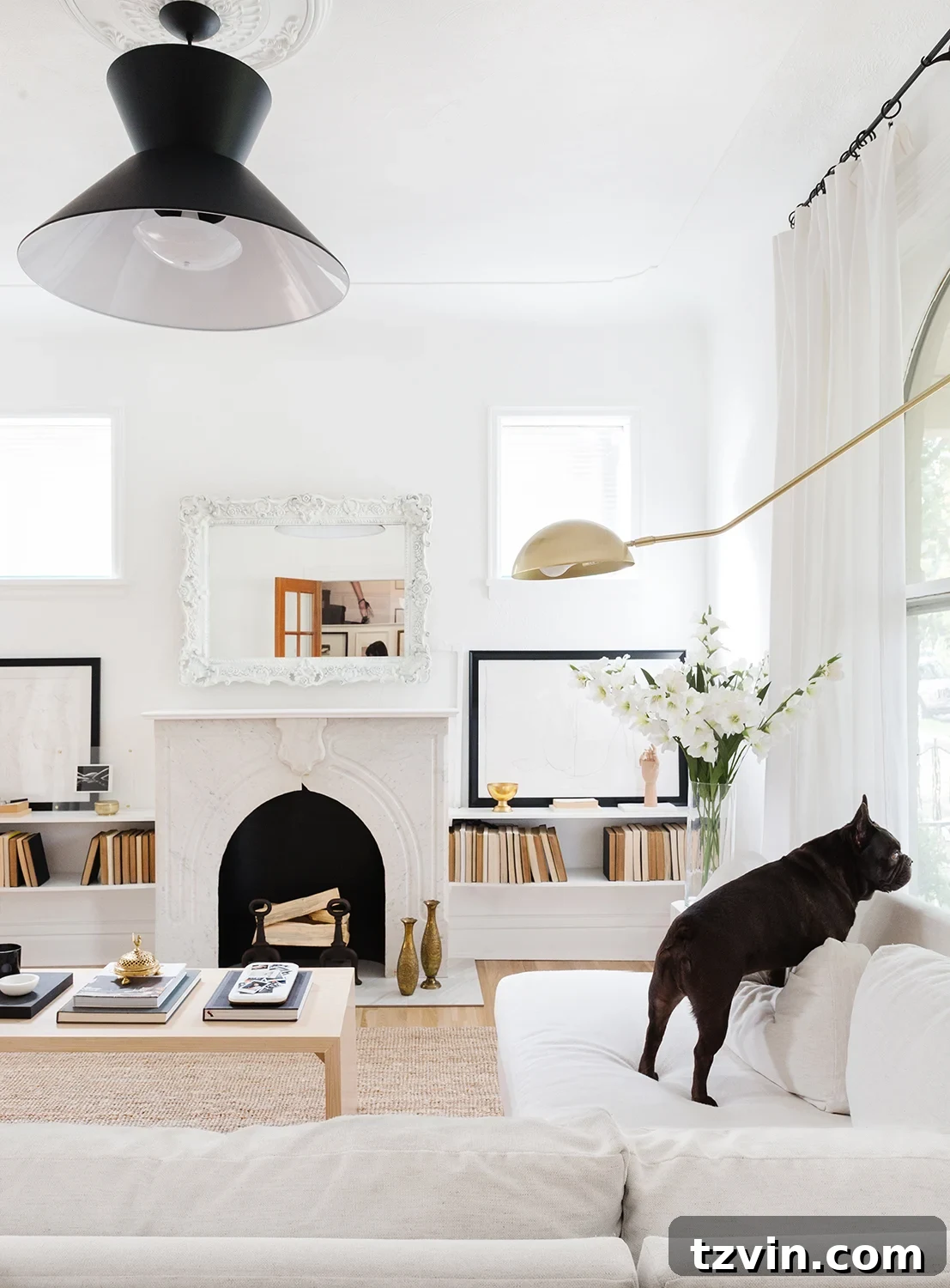 DIY Fireplace Creations for Any Space 9 A DIY fake fireplace with a French marble-style surround, looking authentically antique.