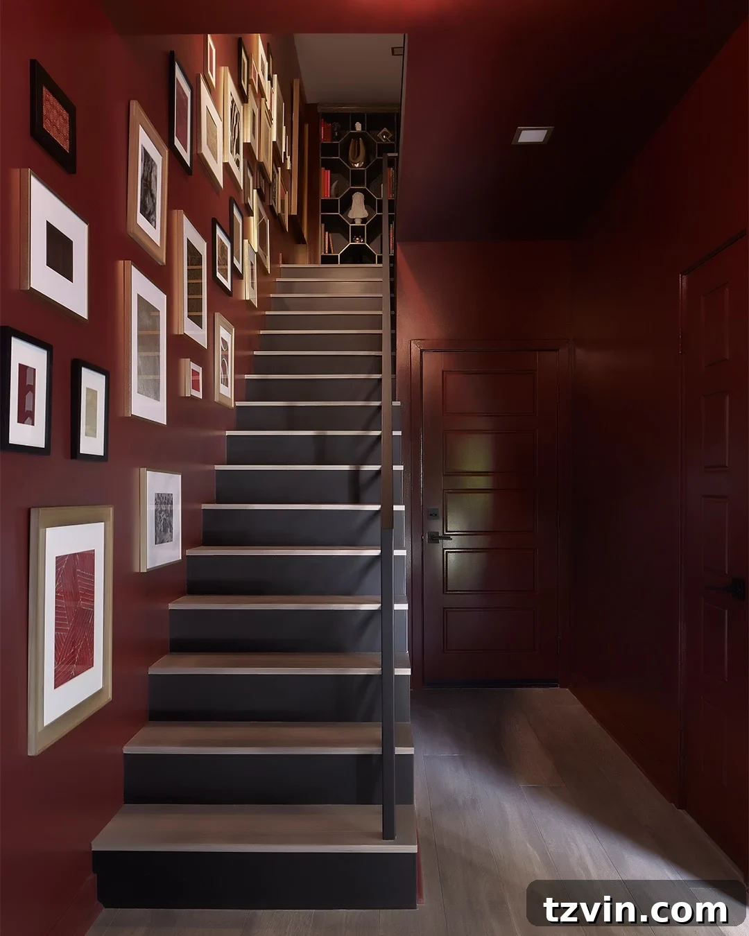 Designer-Approved Burgundy Paint Shades 15 burgundy entryway stairs sherwin williams sommelier john mcclain design