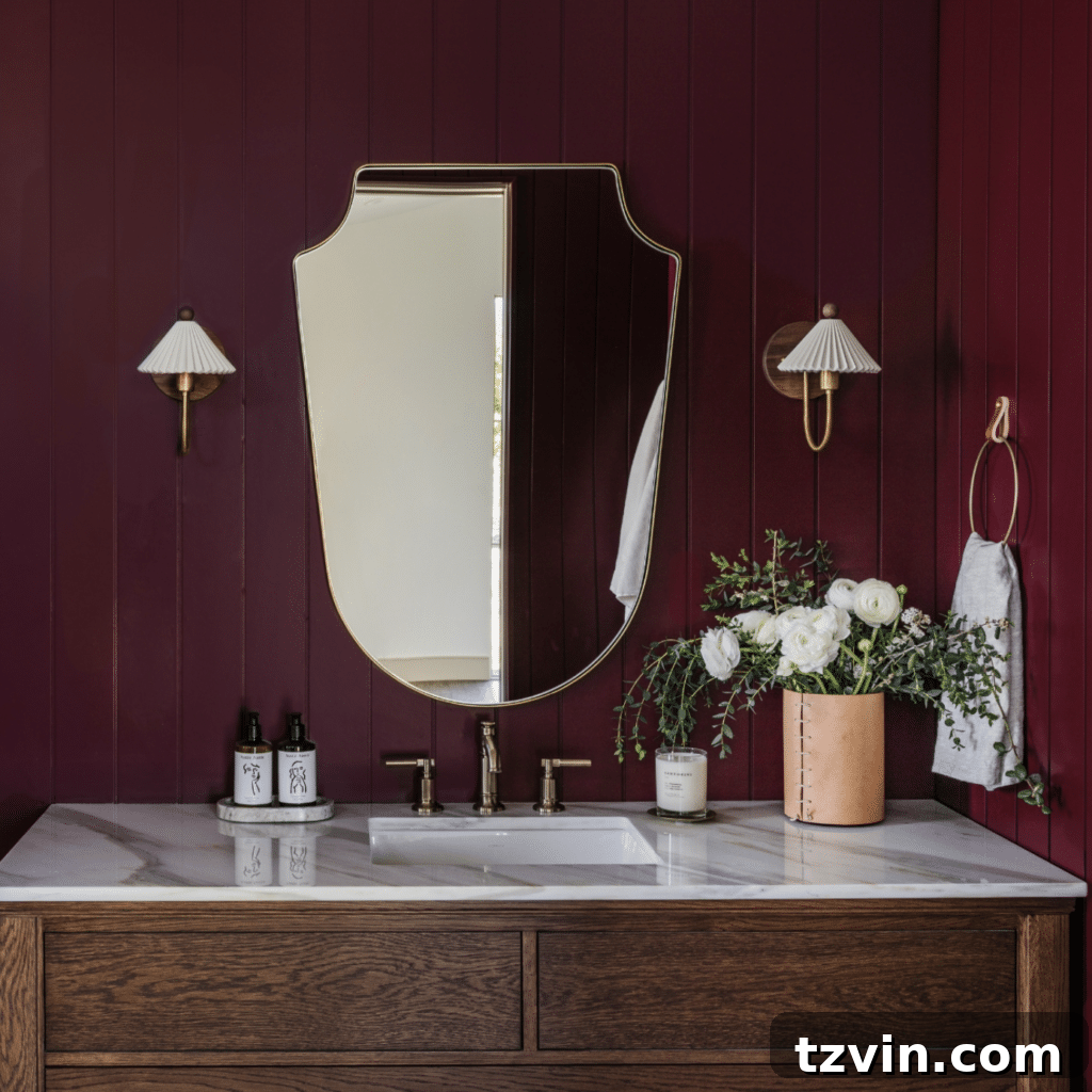 Designer-Approved Burgundy Paint Shades 7 modern nest homes burgundy bathroom benjamin moore bewitched