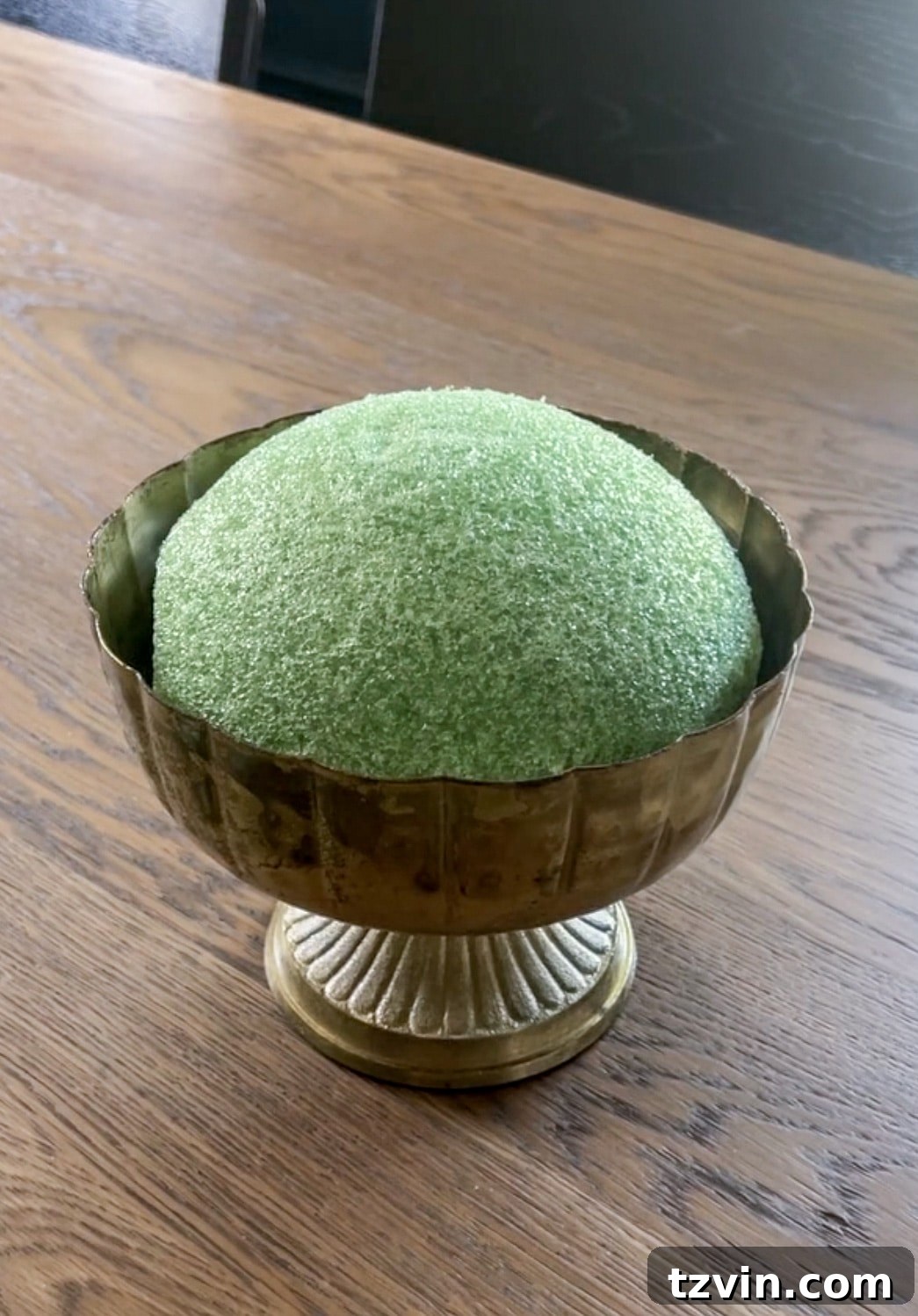 Your Guide to Crafting Beautiful Fall Floral Arrangements 5 Florist foam securely placed in a compote bowl, forming the base for a flower arrangement