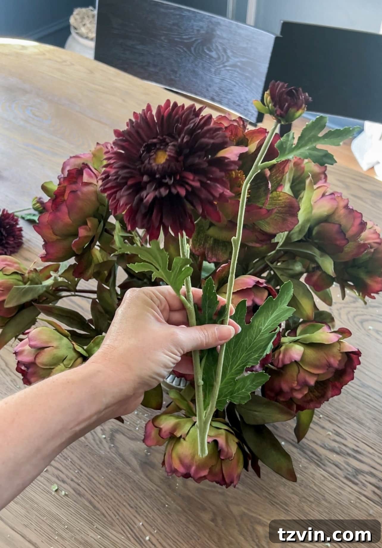 Your Guide to Crafting Beautiful Fall Floral Arrangements 9 Burgundy mums from Afloral, selected as the secondary flower variety for the arrangement