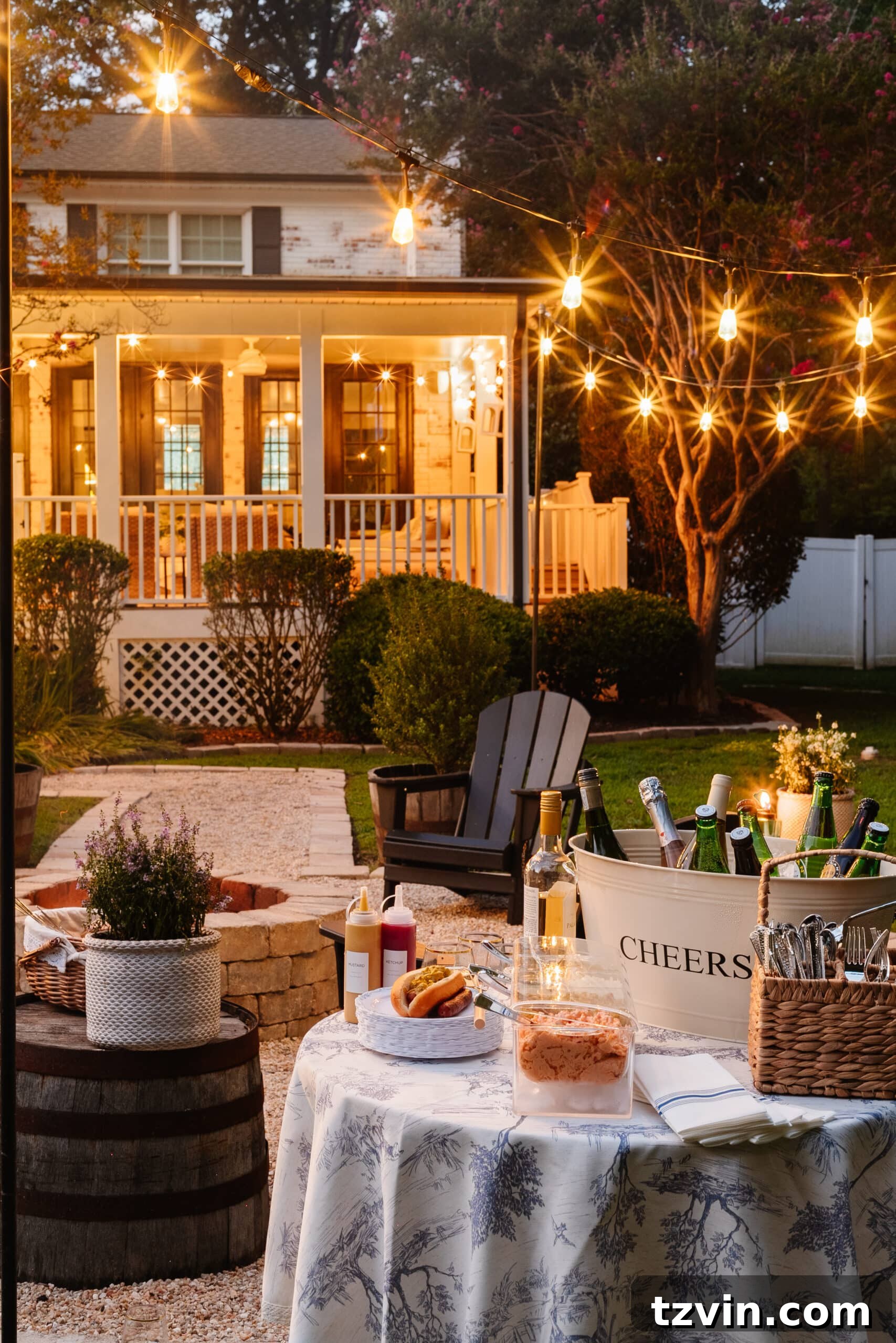 Ignite the Night: 10 Tips for Your Best Bonfire Party Ever 2 bonfire party setup with food and beverage station
