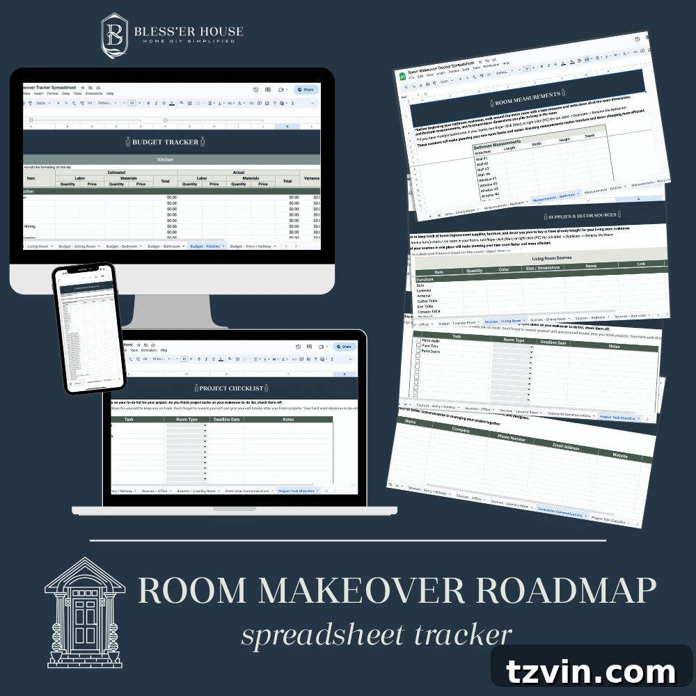 Design Your Perfect Room Makeover: 3 Indispensable Planning Tools 6 remodel budget spreadsheet and room makeover tracking system