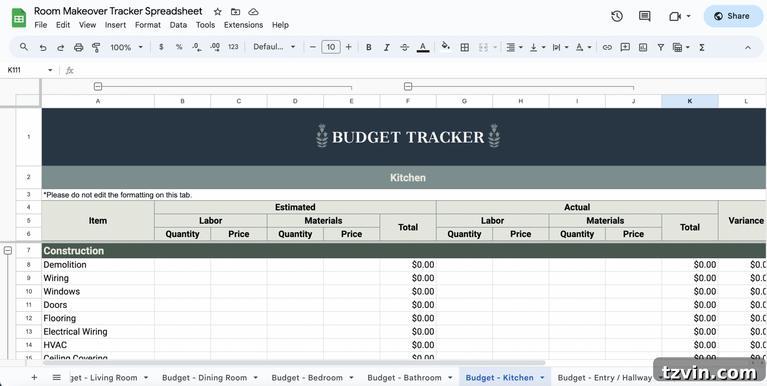 Design Your Perfect Room Makeover: 3 Indispensable Planning Tools 7 room budget spreadsheet