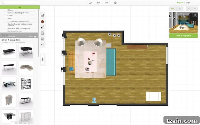 Design Your Perfect Room Makeover: 3 Indispensable Planning Tools 9 room layout and 3d rendering on roomstyler