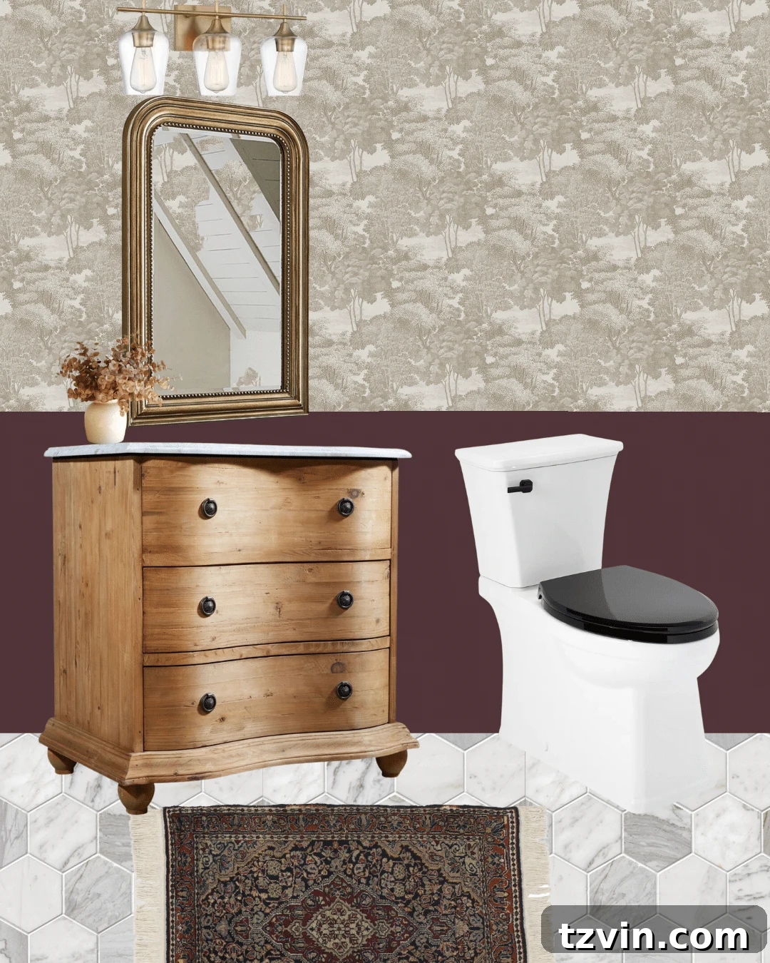 Design Your Perfect Room Makeover: 3 Indispensable Planning Tools 10 modern traditional powder room mood board