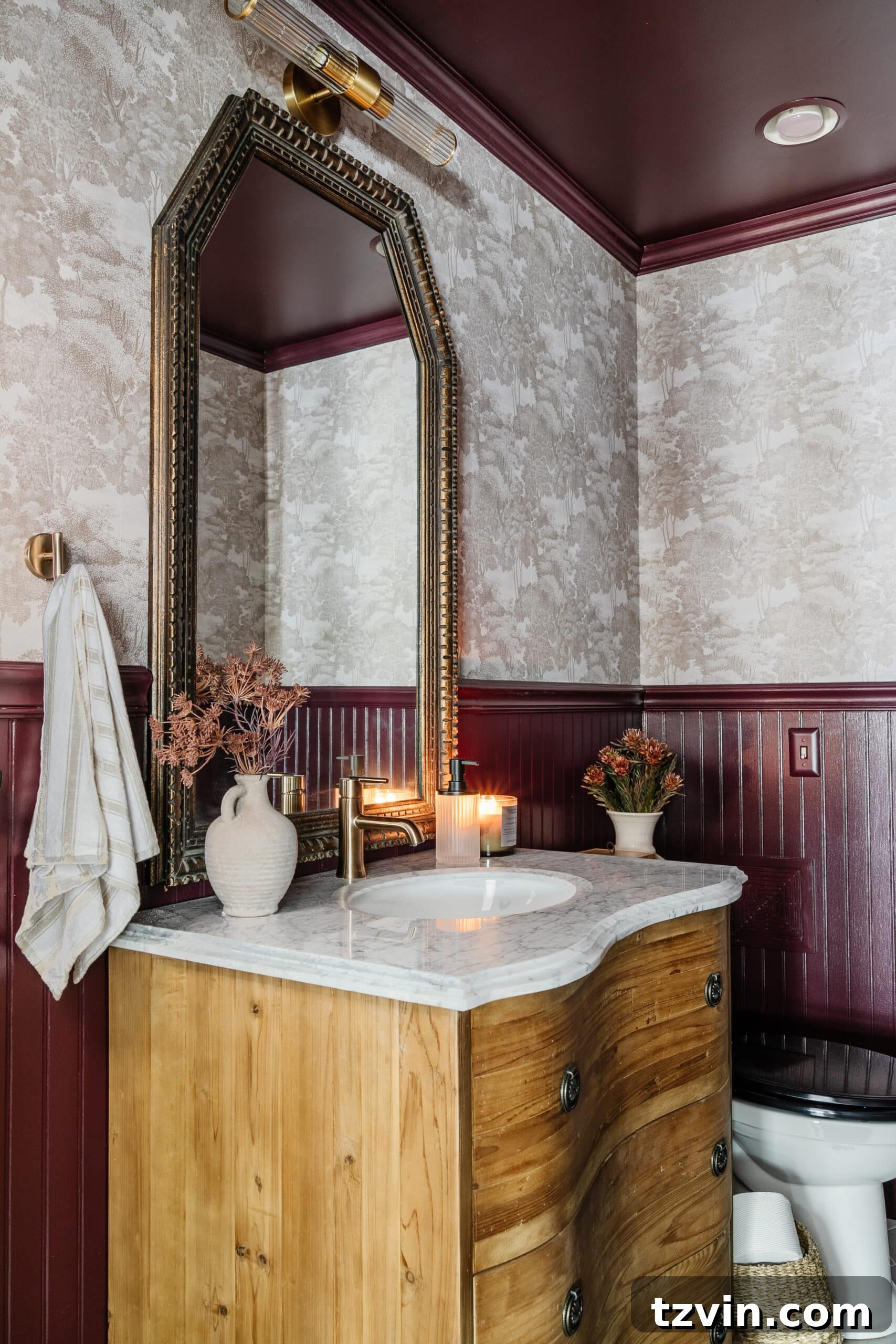 Dark to Dazzling: DIY Half Bath Makeover 6 handmade bathroom vanity to look like a vintage dresser