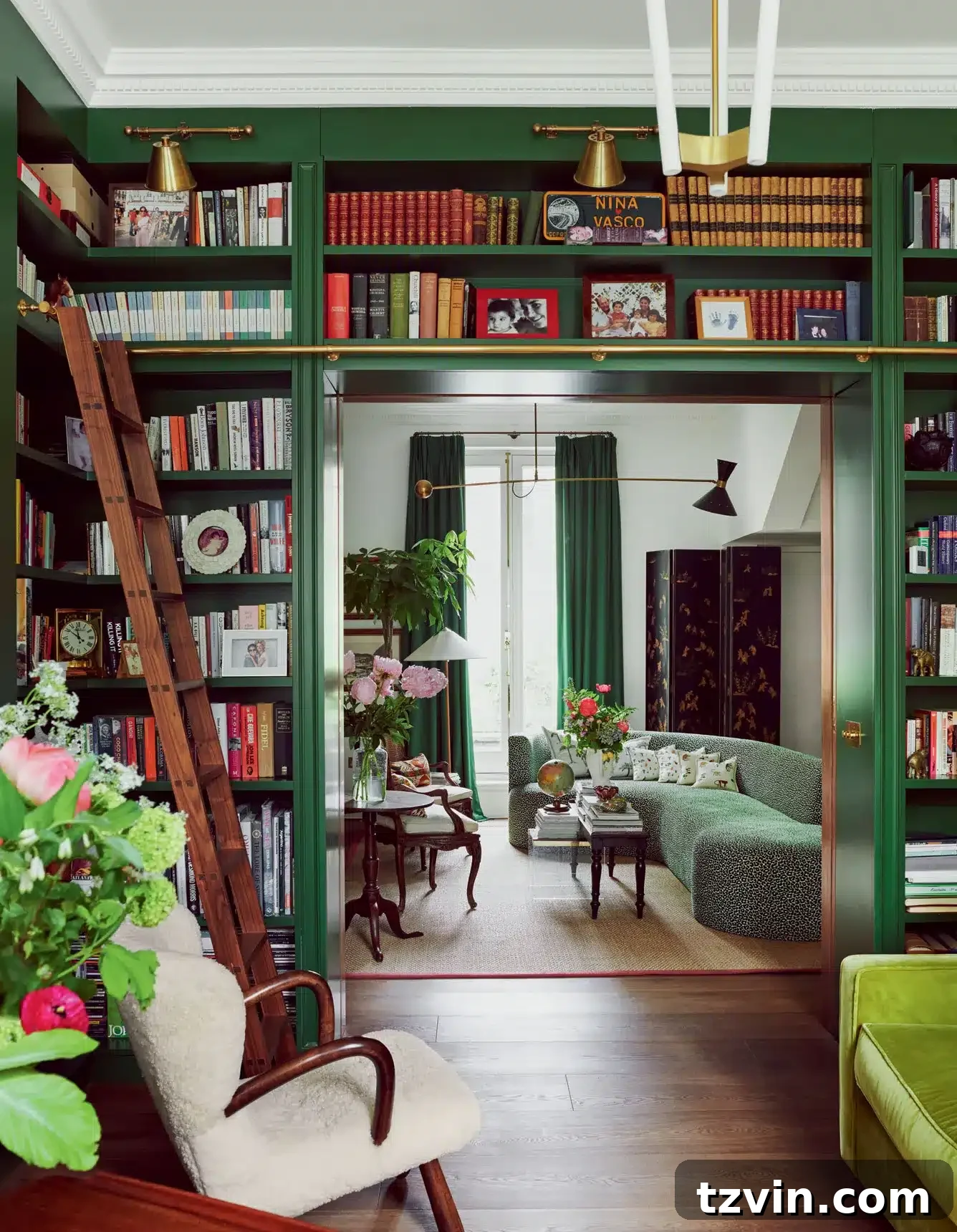 built in bookcases surrounding a doorway