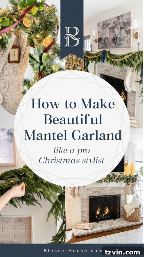 A stunning visual guide and inspiration for DIY mantel garland ideas, showcasing various embellishments for Christmas decor.