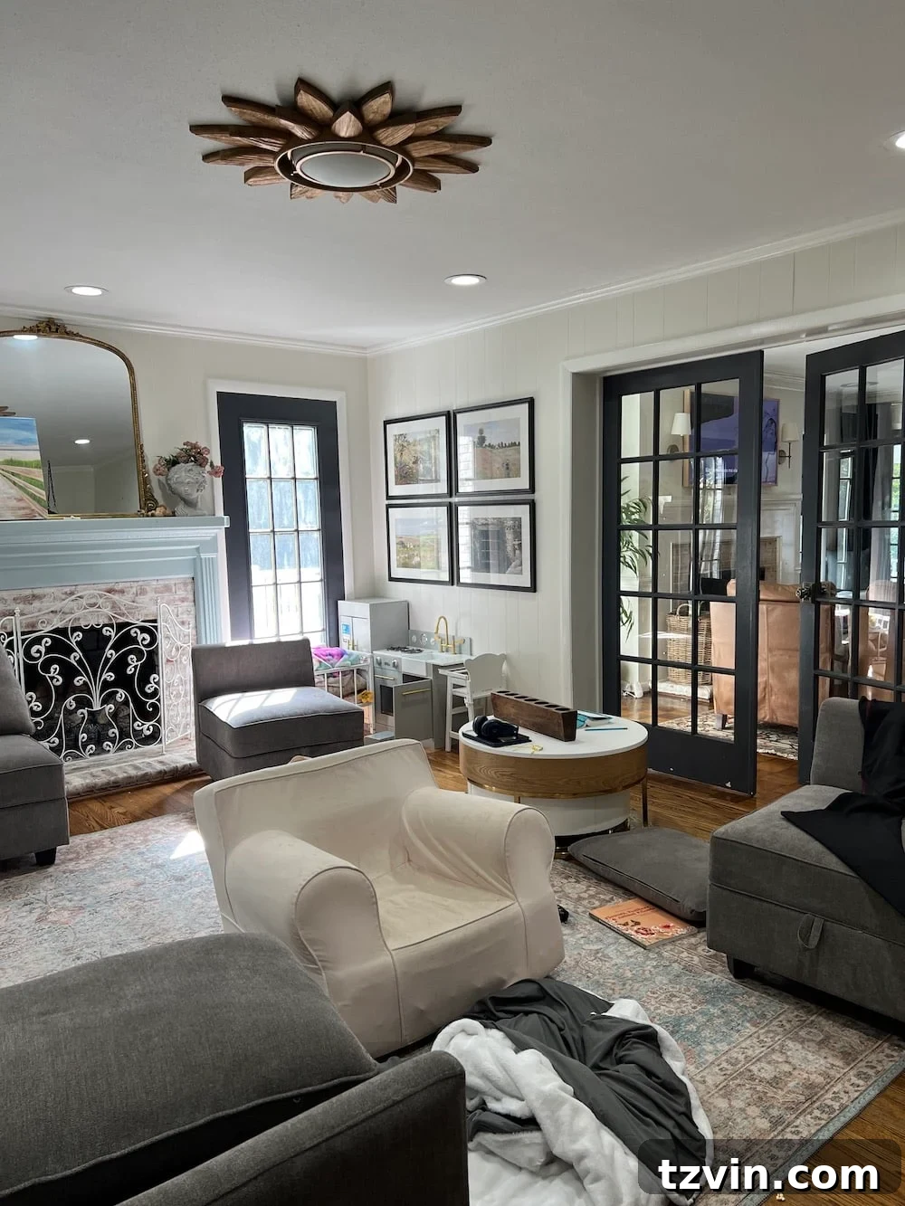 Your Dream Home Cinema DIY on a Dime 6 playroom before with french doors