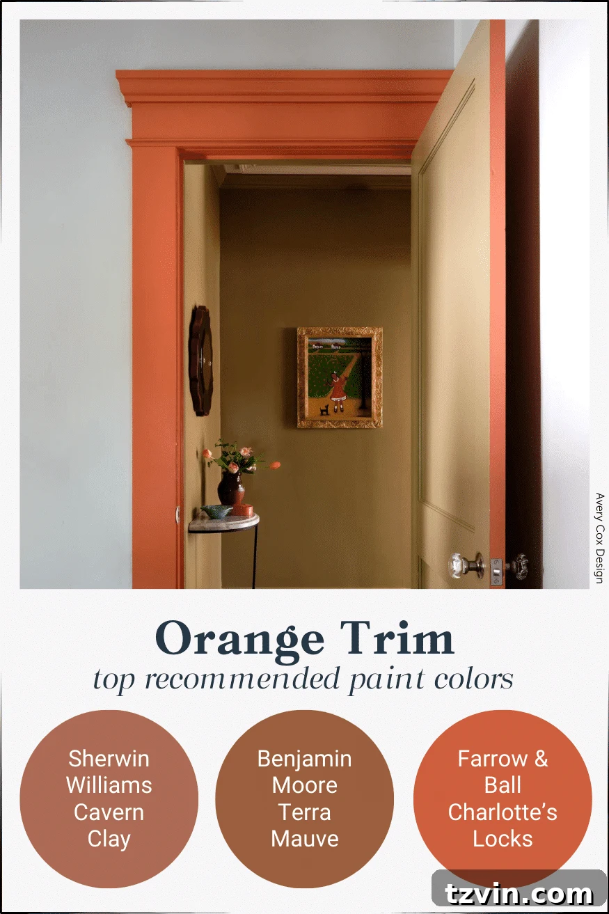 terra cotta / orange contrast trim paint colors