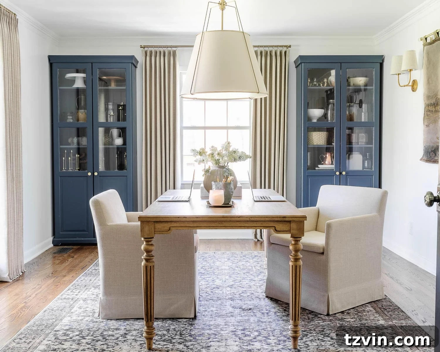 Boost Your Output: Smart Home Office Designs 2 Efficient home office setup for two with a large work table