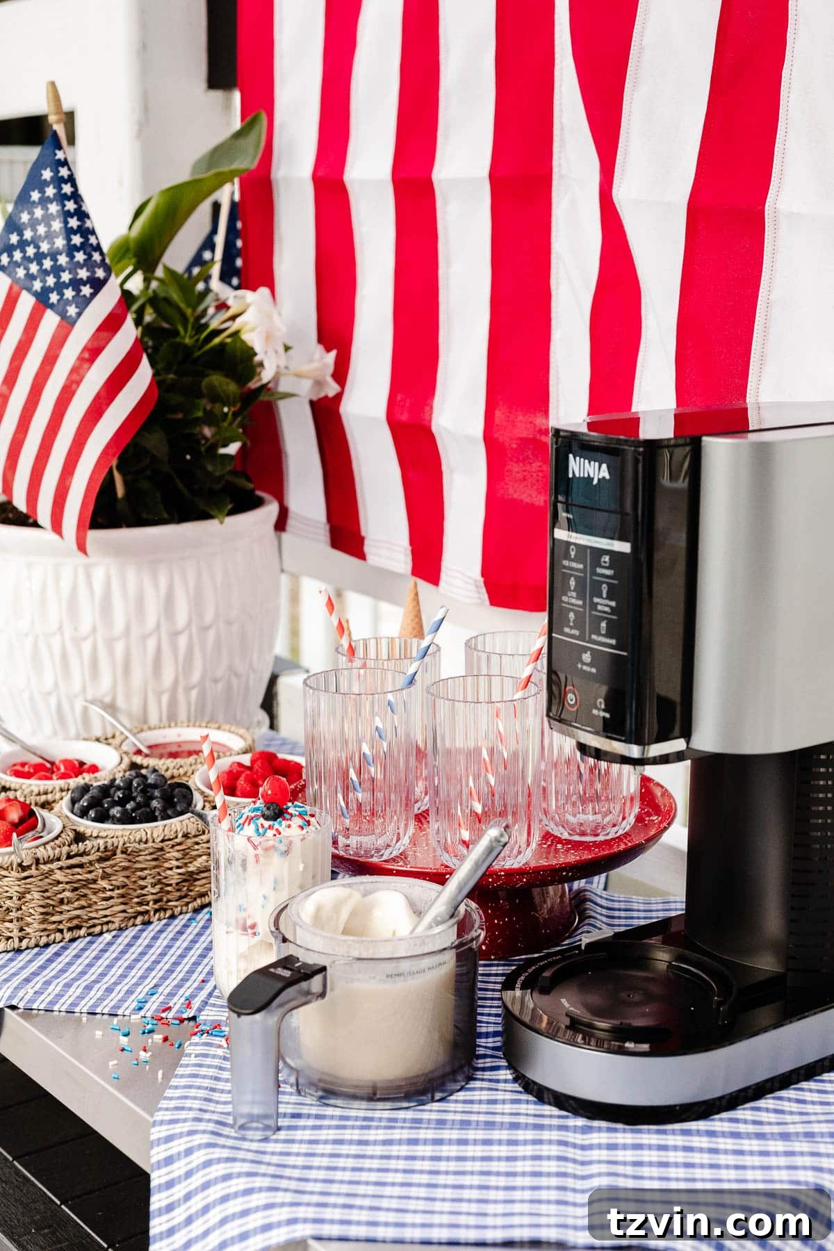 Stars and Stripes Sundae Station Made Easy 4 Step-by-step guide on how to make a vanilla protein ice cream in the Ninja Creami ice cream maker using just 3 simple ingredients.