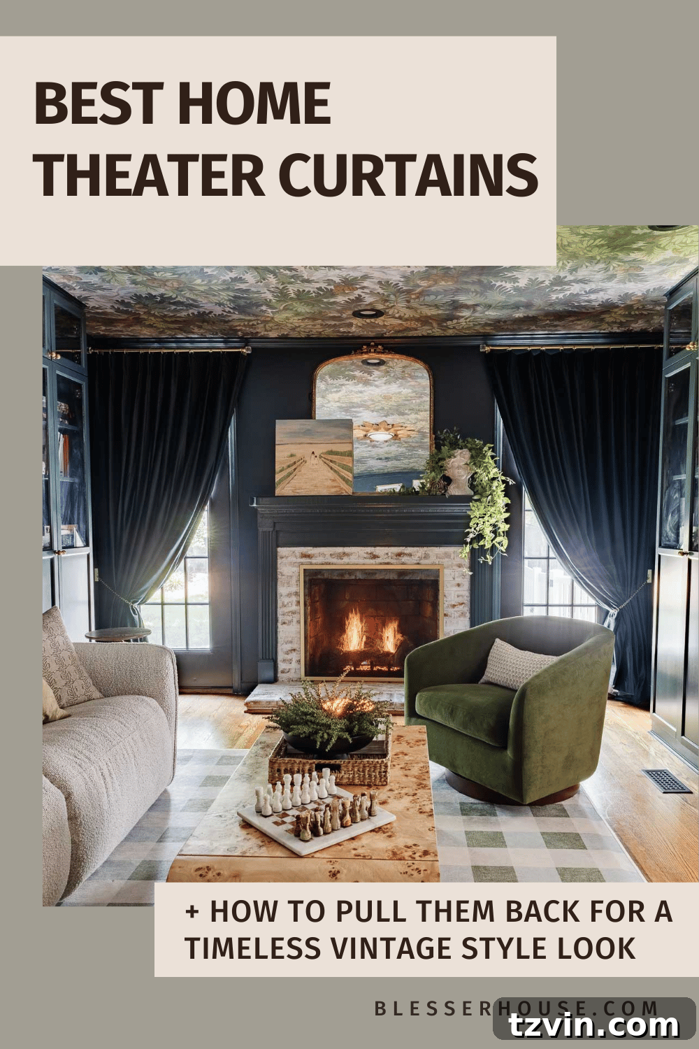 Effortless Ways to Open Single Panel Drapes and Home Theater Curtains 9 Best home theater curtains and how to pull back for a timeless vintage style look.