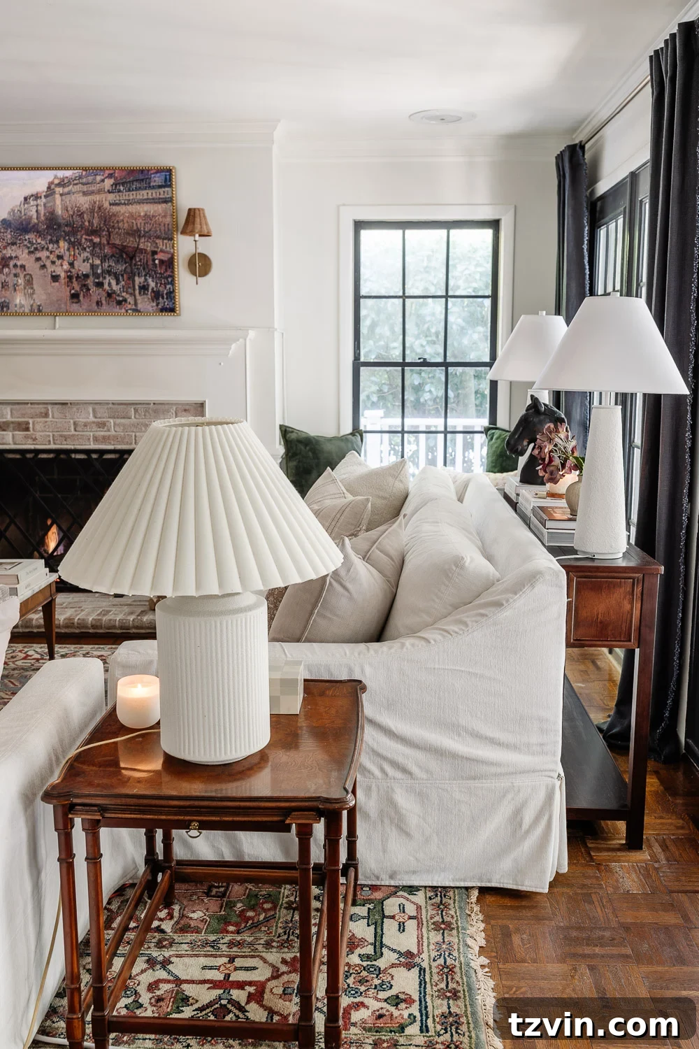 The Sofa Table Mistake You're Making 7 Right height console table behind a sofa, styled with a candle and snuffer