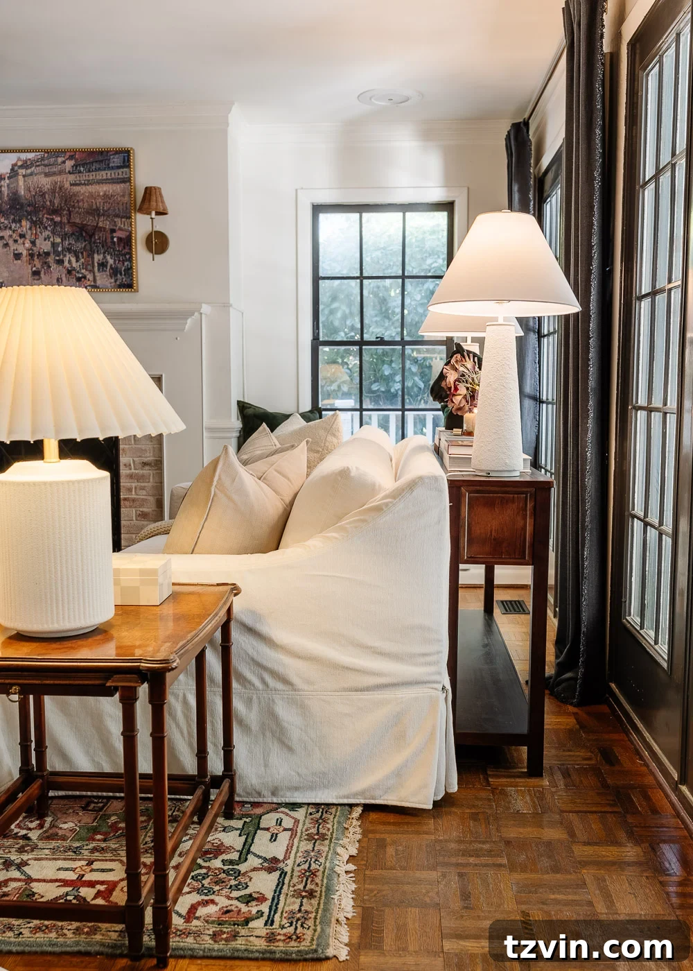The Sofa Table Mistake You're Making 5 Console table in sofa gap, styled with minimalist decor and empty lower shelf