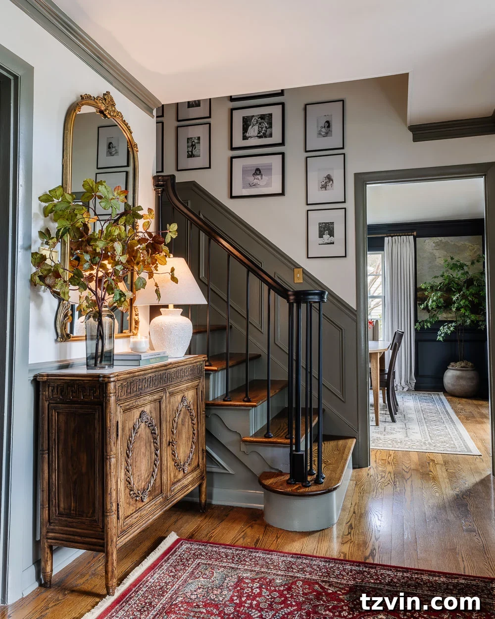 Elevate Your Entryway: Stylish Foyer Refreshes Under $300 11 modern traditional foyer decorating ideas with contrast trim and credenza decor