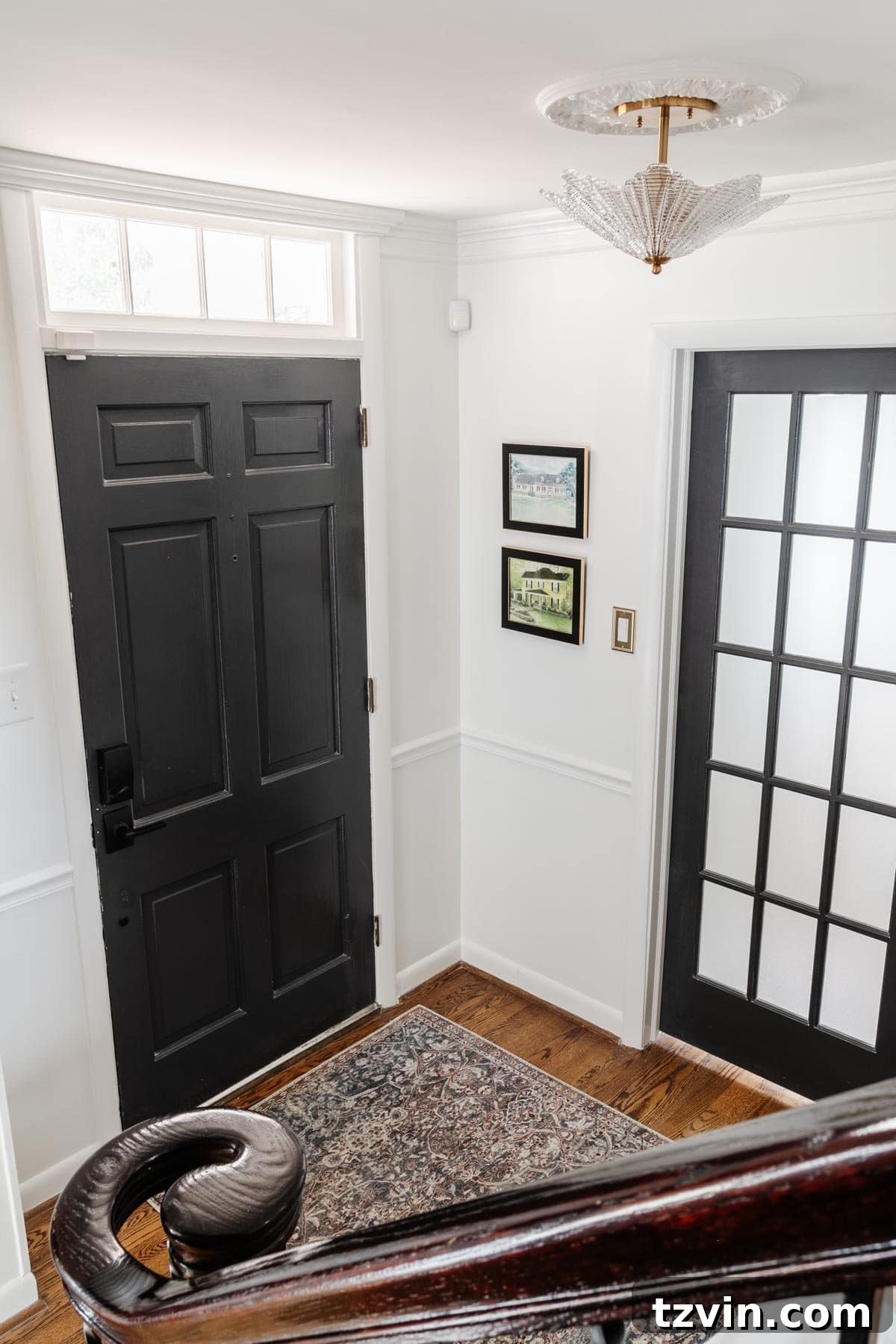 Elevate Your Entryway: Stylish Foyer Refreshes Under $300 6 neutral foyer with black front door and french doors