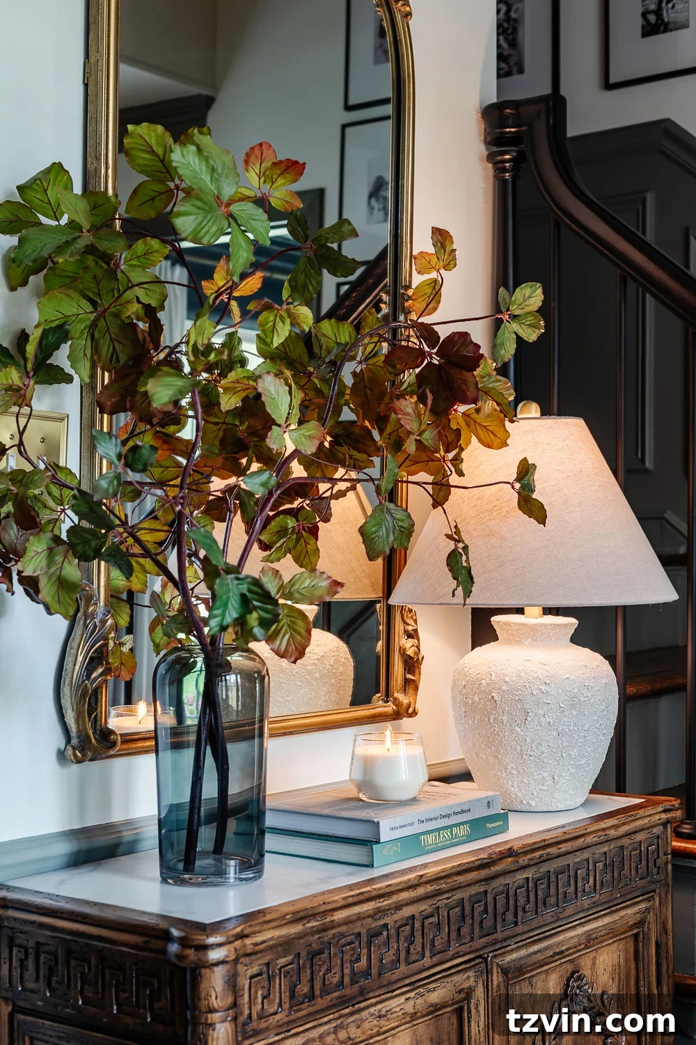 Elevate Your Entryway: Stylish Foyer Refreshes Under $300 8 vase of tall fall stems on entryway table credenza