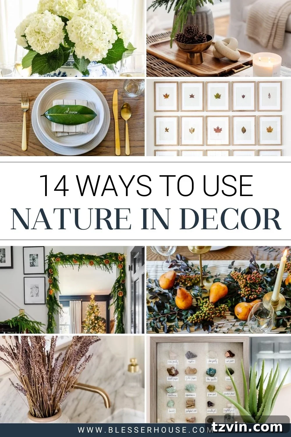 Inspiring natural decor ideas using elements from nature for your home, featuring an elegant bowl of pinecones and evergreen branches.