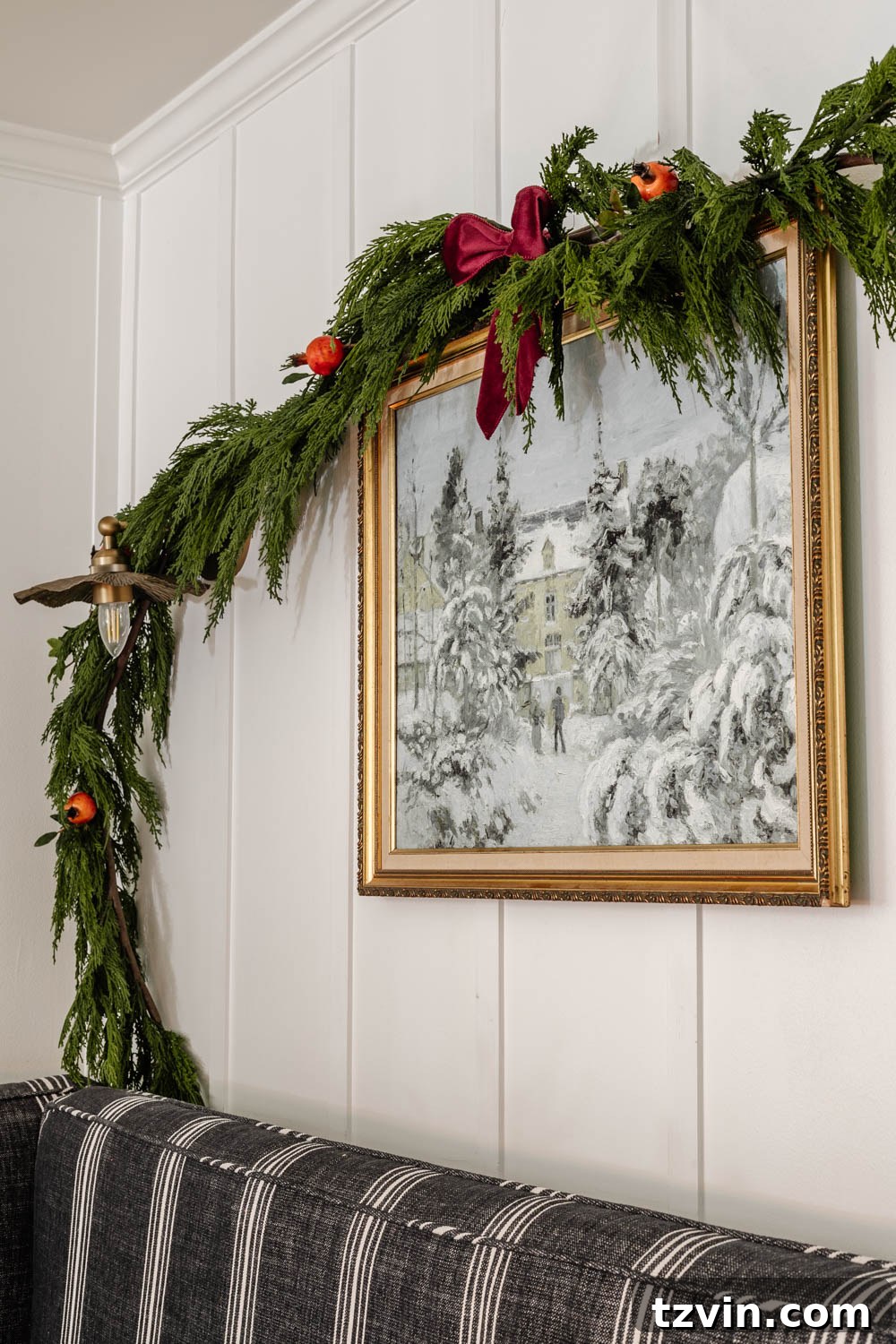 Elevate Your Faux Garland: Secrets to Unbelievable Realism 3 realistic garland draped over winter artwork
