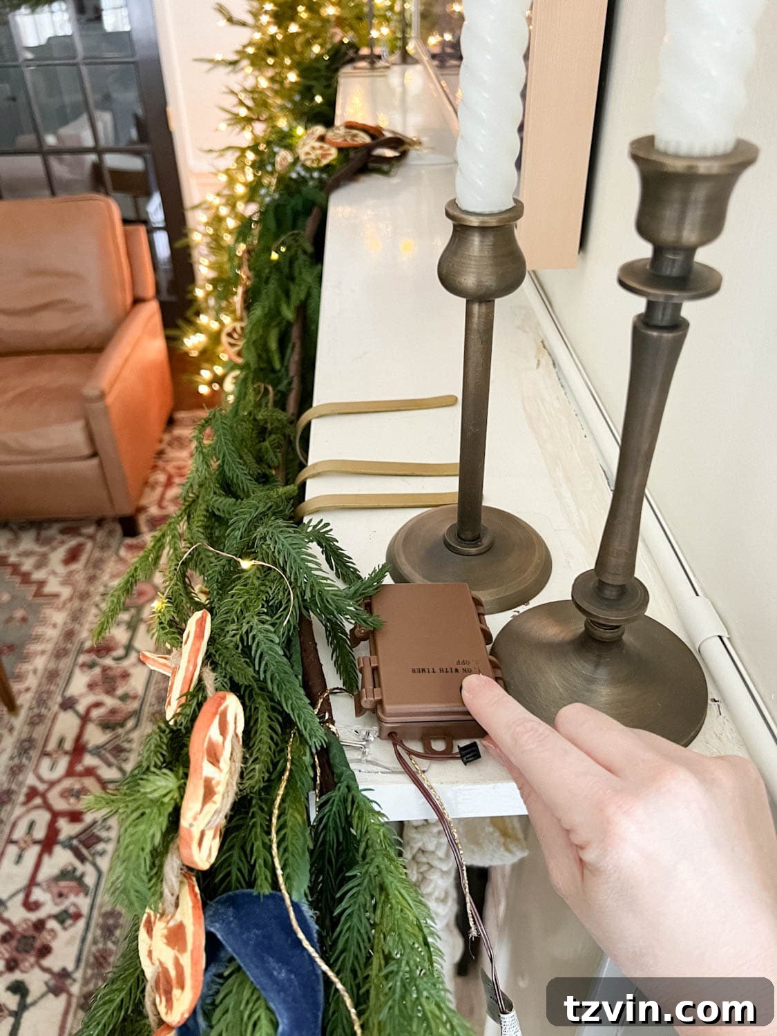 Elevate Your Faux Garland: Secrets to Unbelievable Realism 8 how to put lights on unlit garland using command strips and battery pack