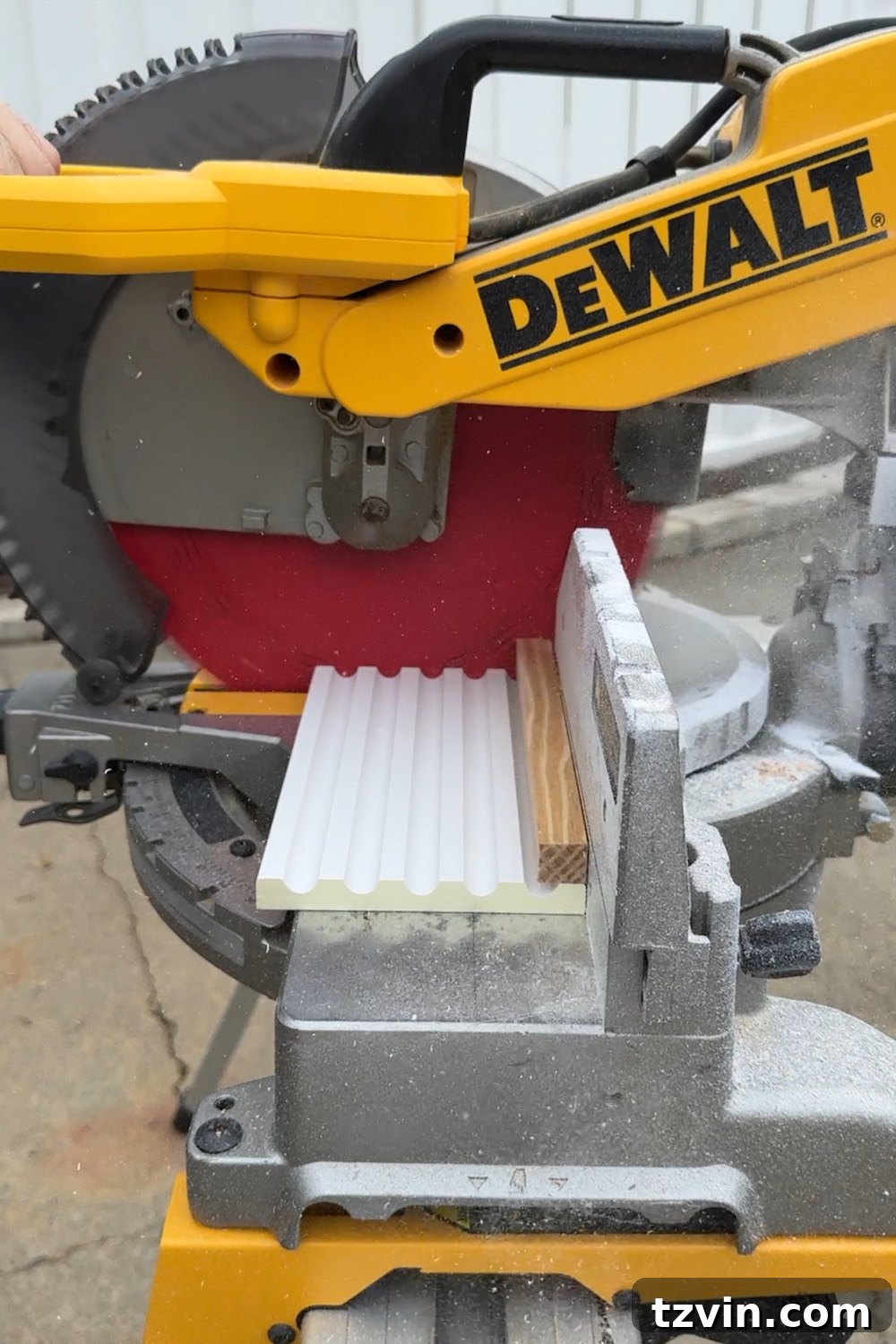 Classic Style DIY Fireplace Molding Transformation 13 Cutting fluted trim for mantel header