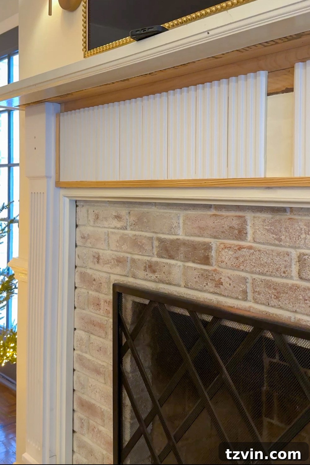 Classic Style DIY Fireplace Molding Transformation 14 Adding fluted molding to fireplace header
