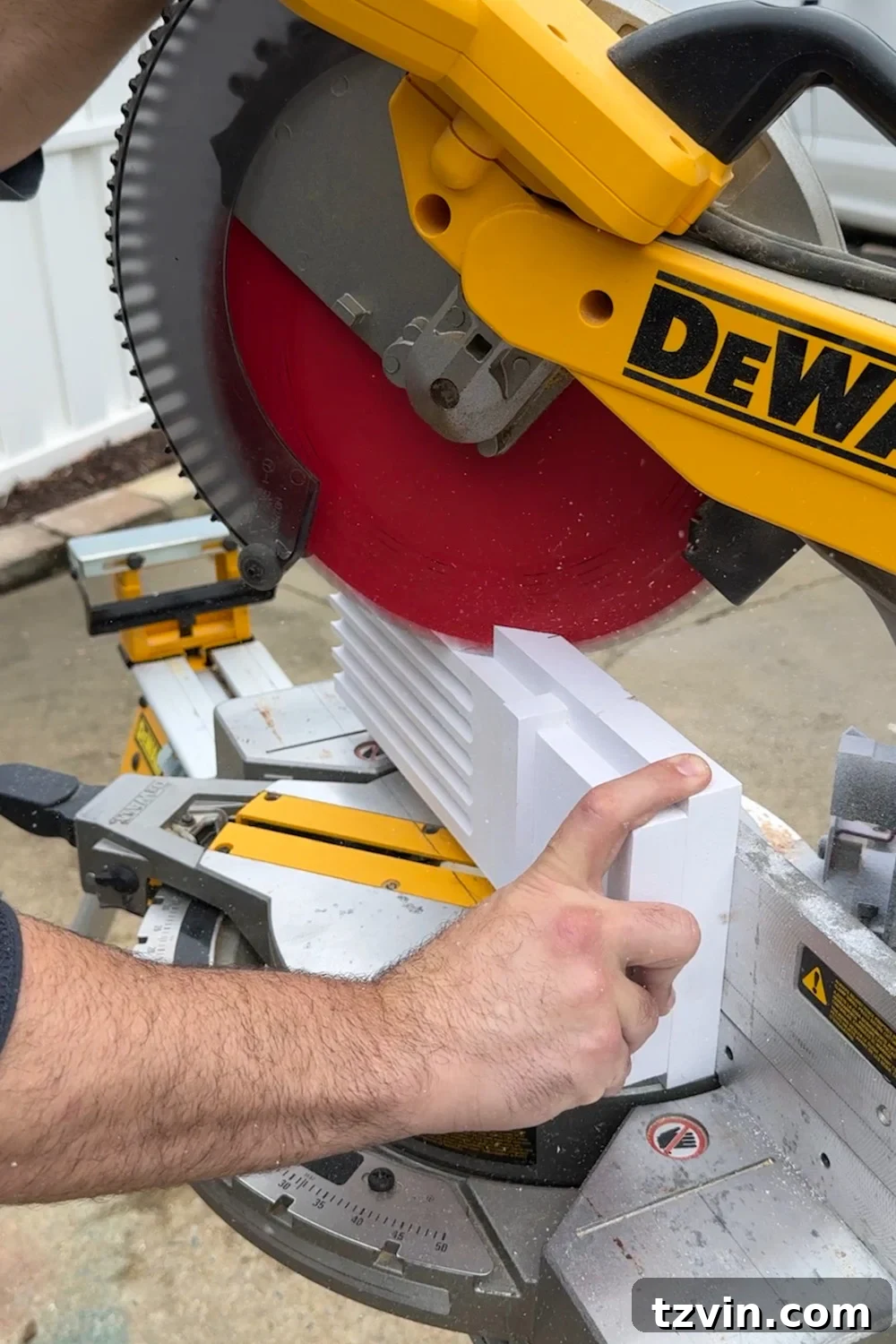Classic Style DIY Fireplace Molding Transformation 7 Cutting pilaster trim for fireplace surround with a miter saw