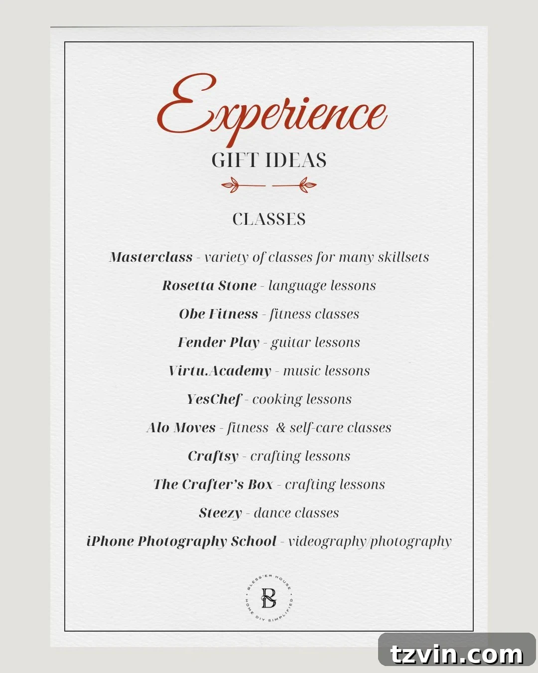 Beyond the Box Curated Experience Gifts for Lasting Memories 9 experience gift ideas - classes