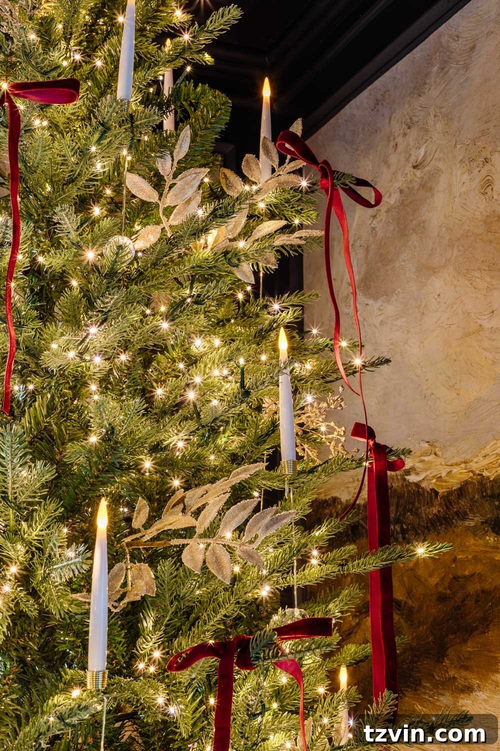 Interior view of a modern traditional colonial Christmas dining room, showcasing the grand scale and festive decorations.