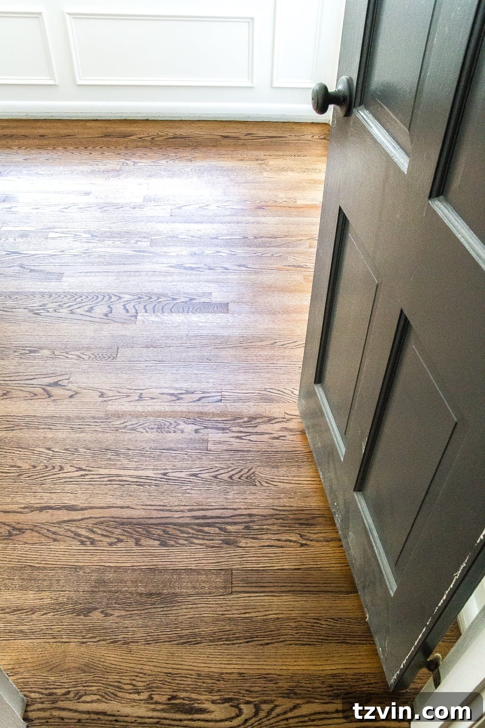 Beautiful Provincial Floor Stain in a Refinished Room