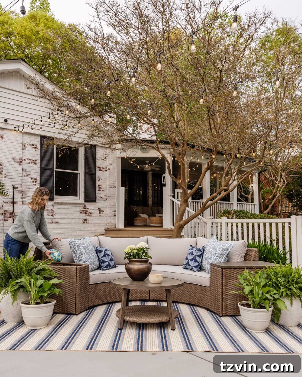 Savvy Buys for Your Outdoor Sanctuary 9 Curved outdoor furniture with clever storage solutions, showcasing a beautiful and organized patio.