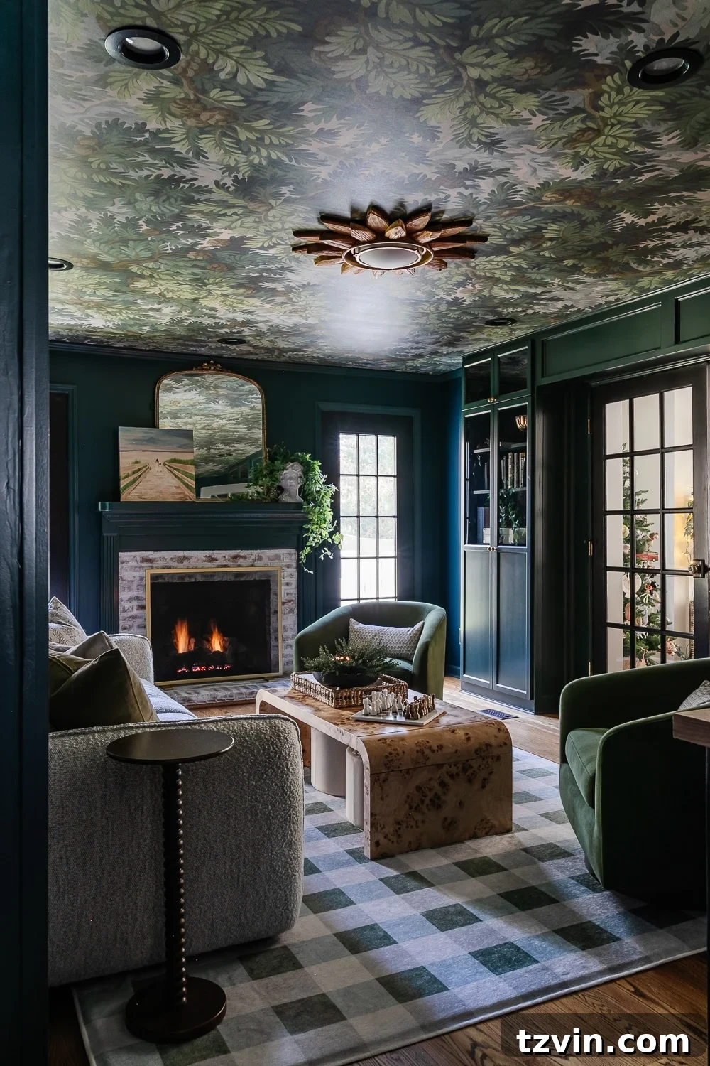 Color Drenching: Style's Staying Power? 3 color drenched living room in teal paint