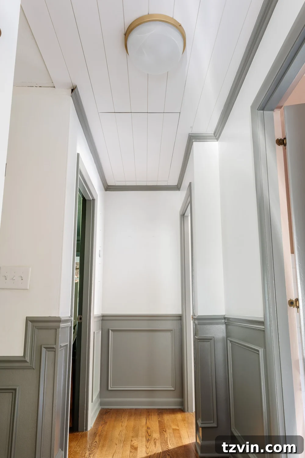 how to hide attic door in ceiling with tongue and groove shiplap