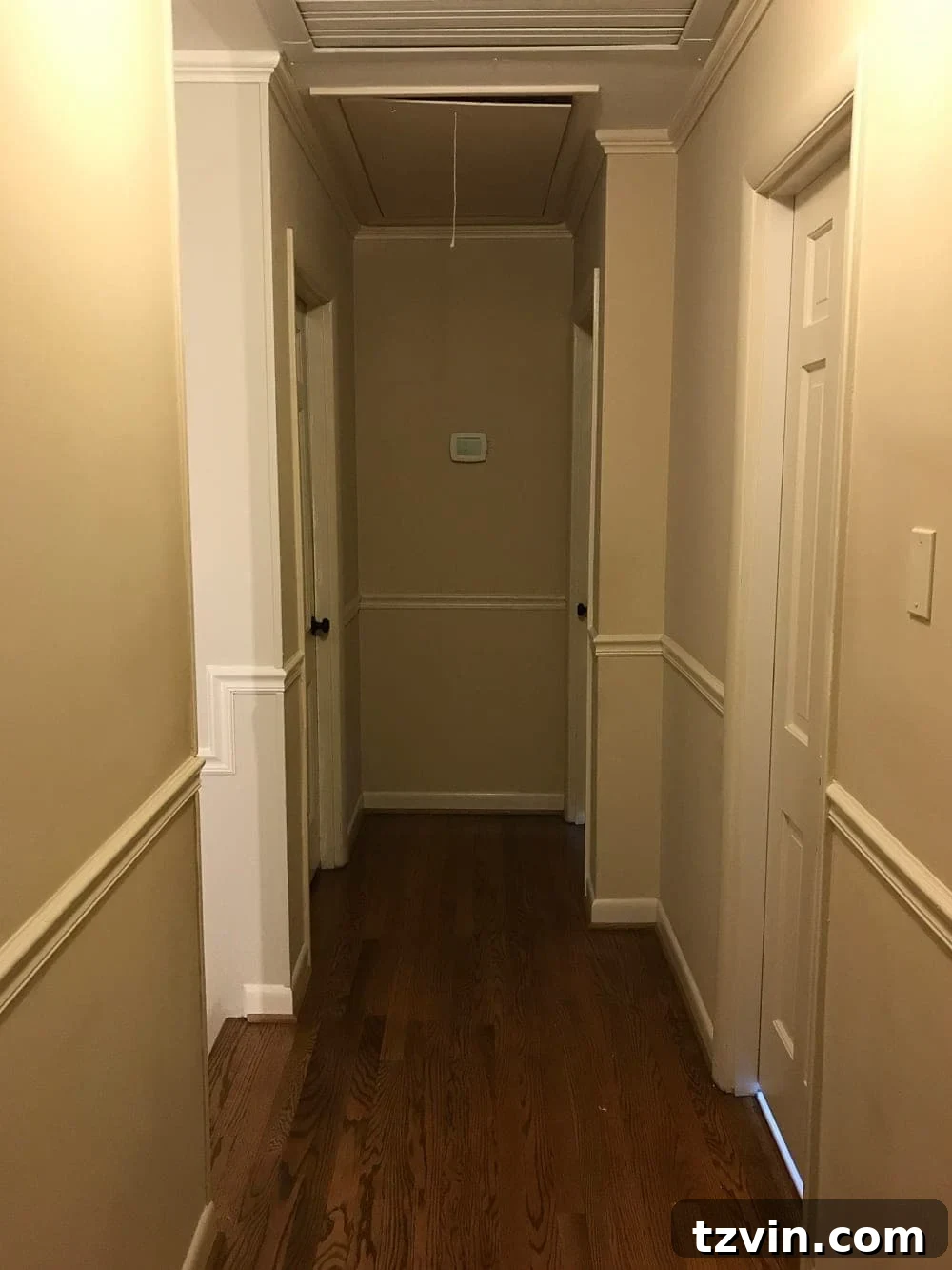 ceiling attic door in hallway