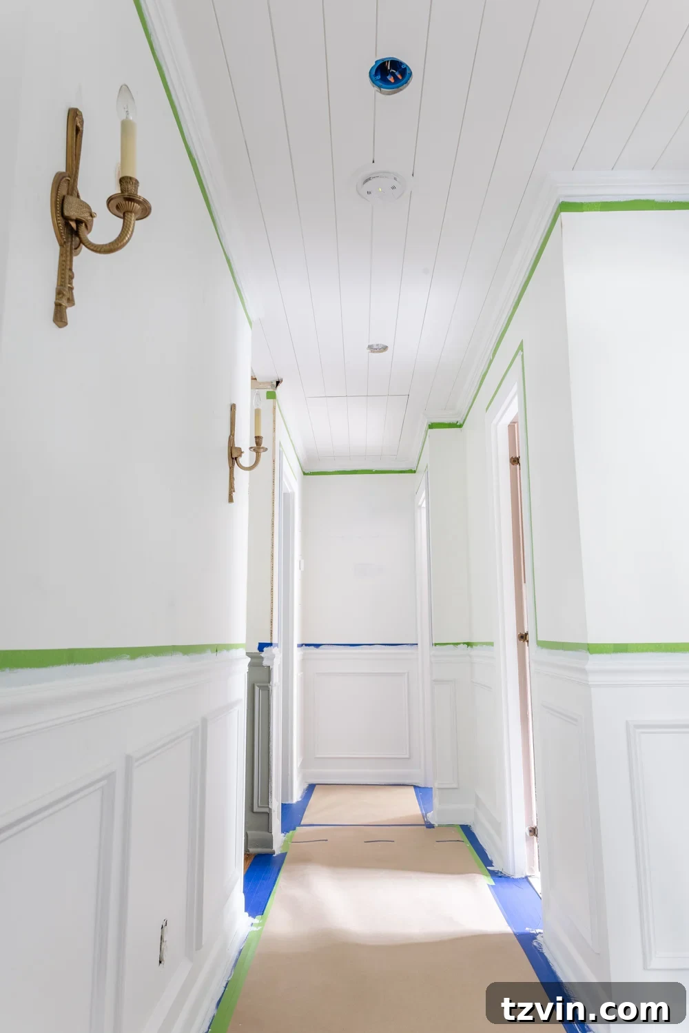 how to hide attic door in ceiling with tongue and groove