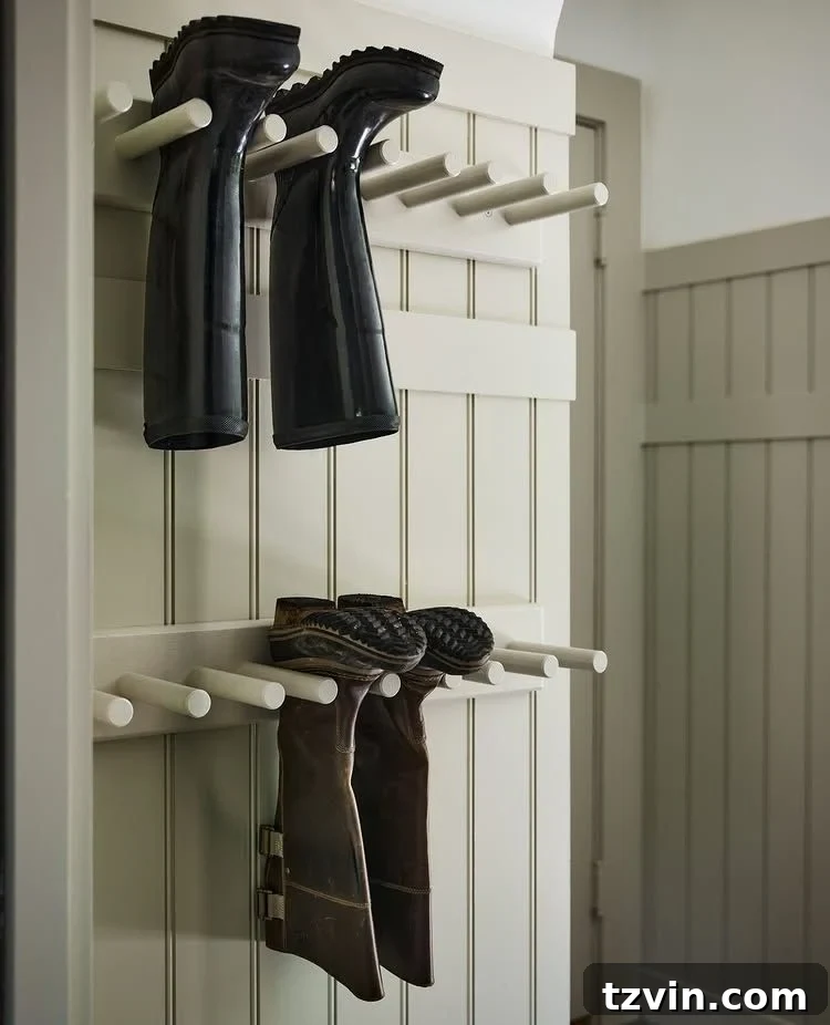 Compact Laundry Room Ideas for Ultimate Efficiency 26 laundry room shoe storage pegs