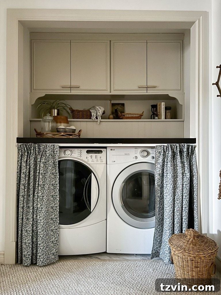 Compact Laundry Room Ideas for Ultimate Efficiency 29 laundry hideaway skirt