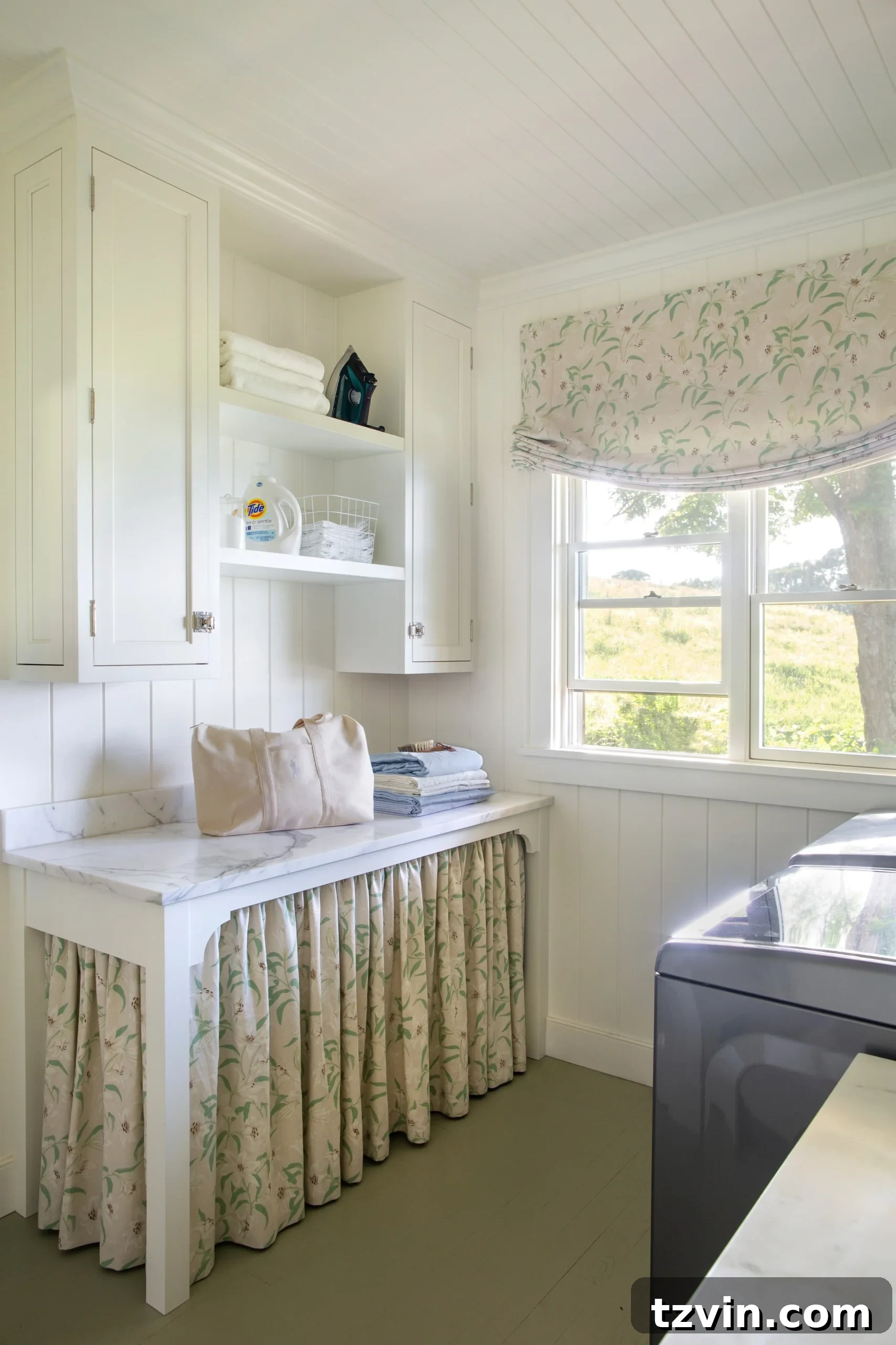 Compact Laundry Room Ideas for Ultimate Efficiency 10 laundry folding table with skirt