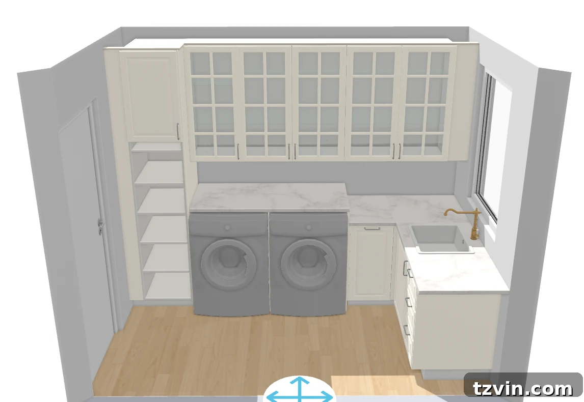 Expert IKEA Laundry Room Cabinet Planning Secrets 6 detailed IKEA laundry room cabinets layout in narrow space using kitchen planner
