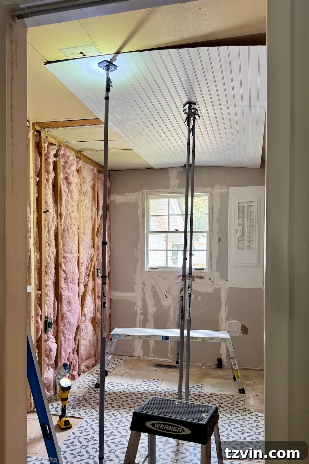 DIY Beadboard Wall Installation in a Laundry Room